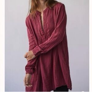 Free People X CP Shades Wine Yoko Tunic Top Women's Long Sleeve Size M